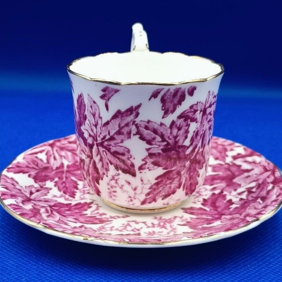 MCM Coalport Maple Time Demitasse Cup & Saucer Pink & White English Bone China - Picture 9 of 10